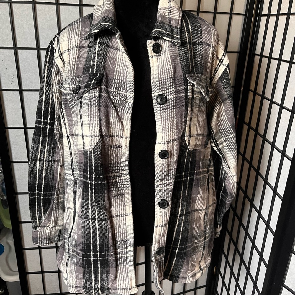 Lucky Brand Black and White Shirt Jacket